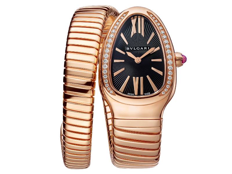 OROLOGIO DONNA QUARZO ORO ROSA E DIAMANTI SERPENTI TUBOGAS BULGARI 101815