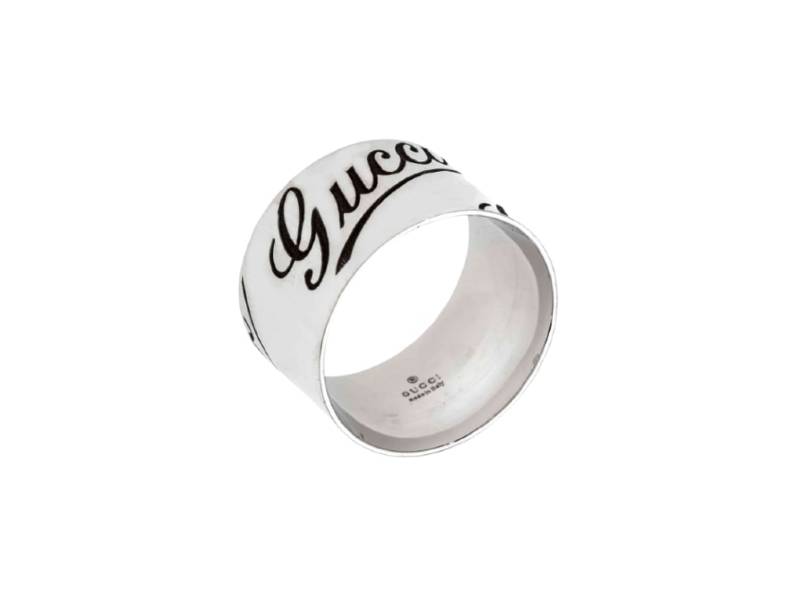 ANELLO A FASCIA LARGA IN ORO BIANCO NON RODIATO ICON PRINTS GUCCI 163173J85009000