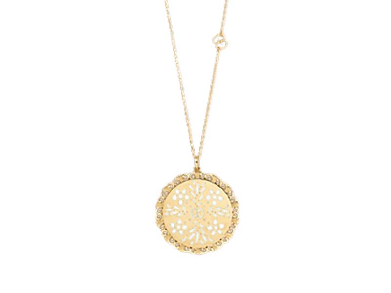 18KT YELLOW GOLD NECKLACE WITH WHITE ENAMEL ICON BLOOMS GUCCI YBB47935800100U