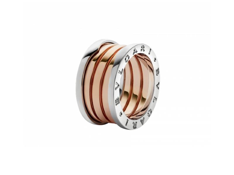 ANELLO ORO ROSA E BIANCO A QUATTRO FASCE BZERO1 BULGARI AN857651