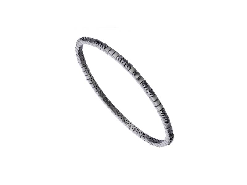 MEN'S ELASTIC BRACELET IN RHODIUM-PLATED BLACK GOLD  WITH BLACK DIAMONDS WORLD DIAMOND GROUP BTE004BK2