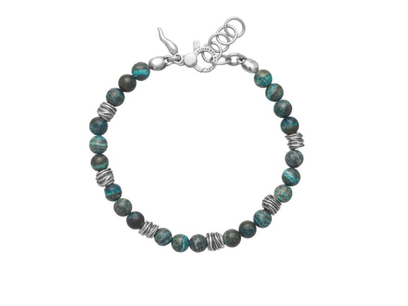 MEN'S SILVER AND GREEN JASPER TANGO GIOVANNI RASPINI 11367L