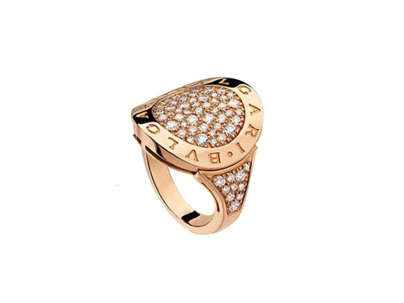 18KT ROSE GOLD RING WITH DIAMOND PAVE' BVLGARI BVLGARI BULGARI AN854862