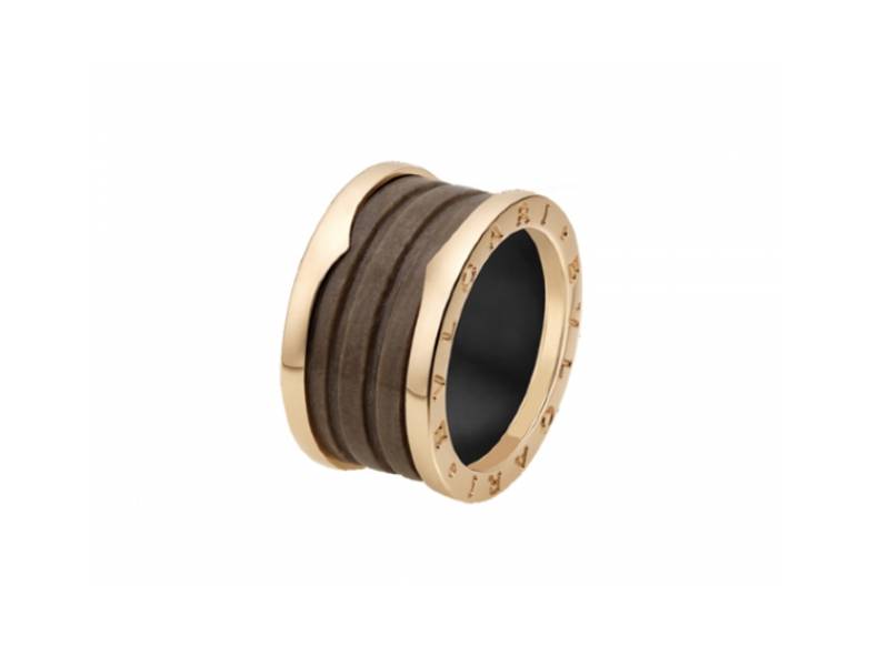 FOUR-BAND RING IN ROSE GOLD AND BROWN MARBLE BZERO1 BULGARI AN856226