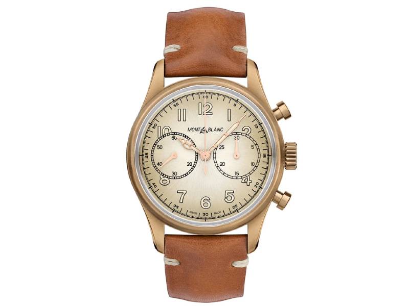 CHRONOGRAPH AUTOMATIC MEN'S WATCH BRONZE/LEATHER MONTBLANC 1858 COLLECTION MONTBLANC 118223