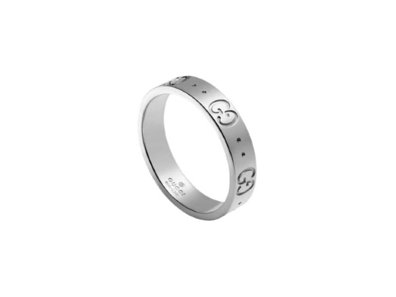 18KT WHITE GOLD THIN BAND RING ICON GUCCI YBC073230002