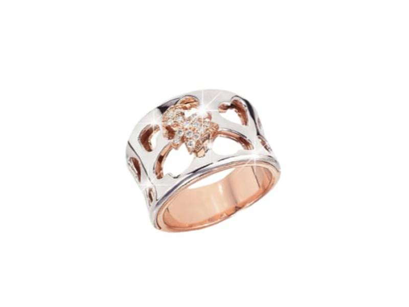 18KT WHITE GOLD RING WITH GIRL SILHOUETTE IN ROSE GOLD AND DIAMONDS PAVÉ DIVINI LE BEBE' LBB352
