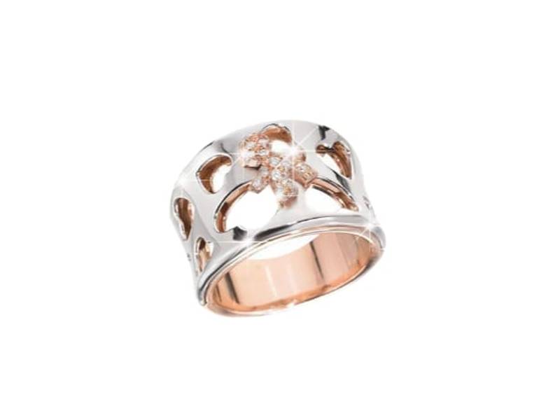 18KT WHITE GOLD RING WITH BOY SILHOUETTE IN ROSE GOLD AND DIAMONDS PAVÉ DIVINI LE BEBE' LBB351