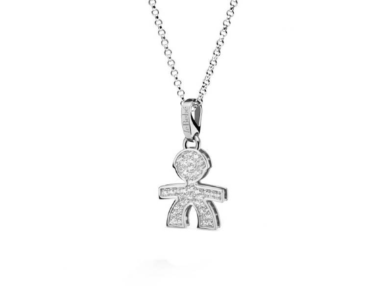 BOY SILHOUETTE PENDANT IN WHITE GOLD WITH PAVE' DIAMONDS I PAVE' PICCOLI LE BEBE' LBB151
