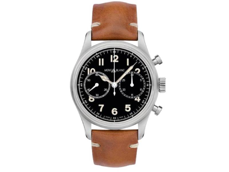 CHRONOGRAPH AUTOMATIC MEN'S WATCH STEEL/LEATHER MONTBLANC 1858 COLLECTION MONTBLANC 117836