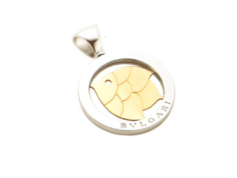 STAINLESS STEEL AND 18 KT YELLOW GOLD FISH PENDANT TONDO BULGARI CN855479