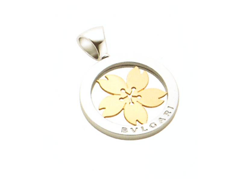 CIONDOLO FIORE IN ACCIAIO E ORO GIALLO 18KT TONDO BULGARI CN855481