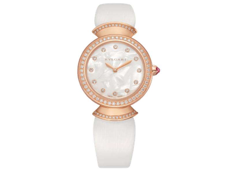 OROLOGIO DONNA QUARZO ORO ROSA/SATIN CON DIAMANTI DIVA BULGARI DVP30WGDL/12 102433