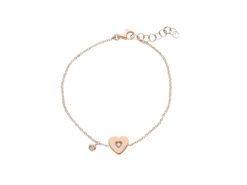 BRACCIALE ORO ROSA CUORE CON AL CENTRO UN DIAMANTE E DIAMANTE PENDENTE 238302