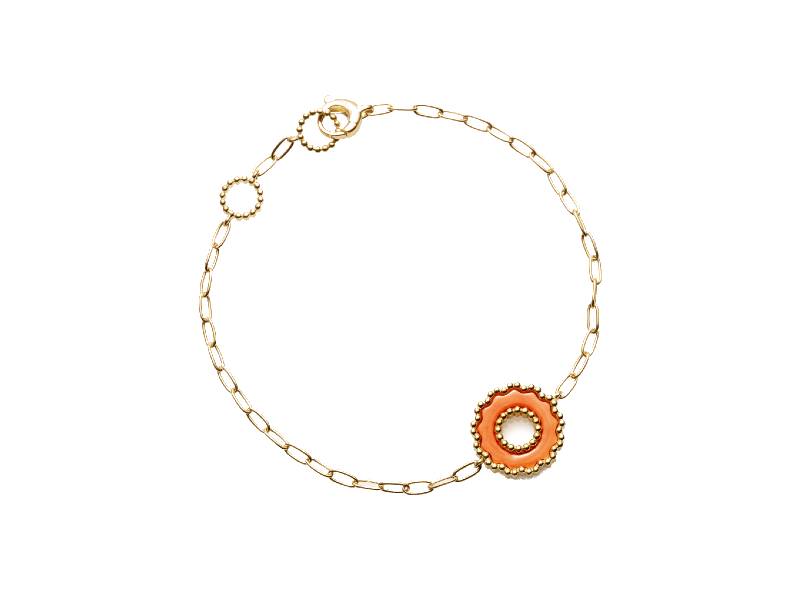 YELLOW GOLD BRACELET WITH SALMON CORAL ANIMA 70 CHANTECLER 37015