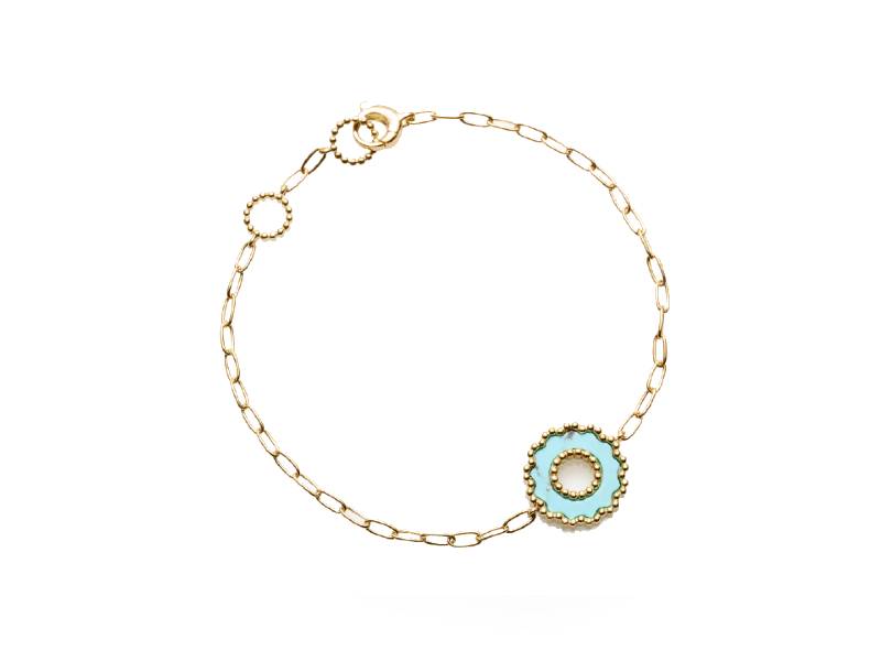 YELLOW GOLD BRACELET WITH TURQUOISE ANIMA 70 CHANTECLER 37014