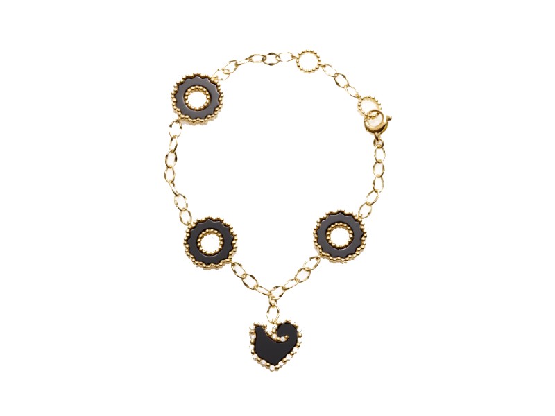 YELLOW GOLD BRACELET WITH ONYX AND DIAMONDS ANIMA 70 CHANTECLER 37017