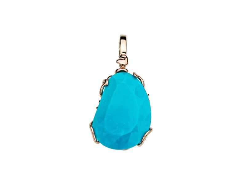 18KT YELLOW GOLD BIG PENDANT WITH TURQUOISE DIAMOUR CHANTECLER 29336