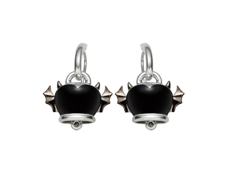 ORECCHINI CAMPANELLA DIAVOLO IN ARGENTO E SMALTO NERO CON DIAMANTE ET VOILA' CHANTECLER 37050