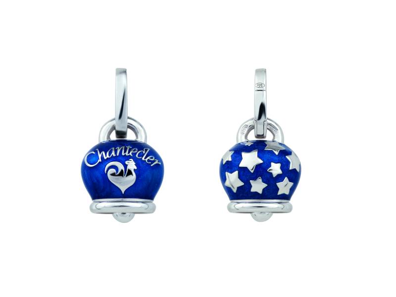 SILVER PENDANT CAMPANELLA (BELL) MEDIUM WITH PEARLY BLUE ENAMEL AND STARS ON THE BACK ET VOILA' CHANTECLER 31760