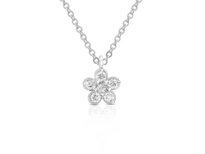 NECKLACE WITH FLOWER PENDANT IN WHITE OR PINK GOLD AND DIAMONDS GIANNI CARITA' FC1282