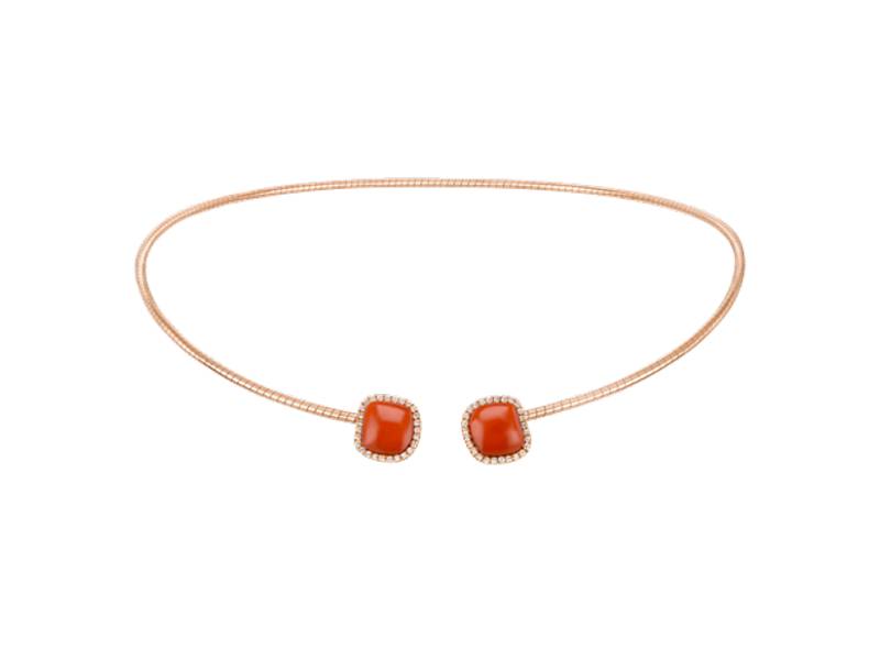 ROSE GOLD CHOKER WITH DIAMONDS AND RED CORAL ENCHANTE' CHANTECLER 41652