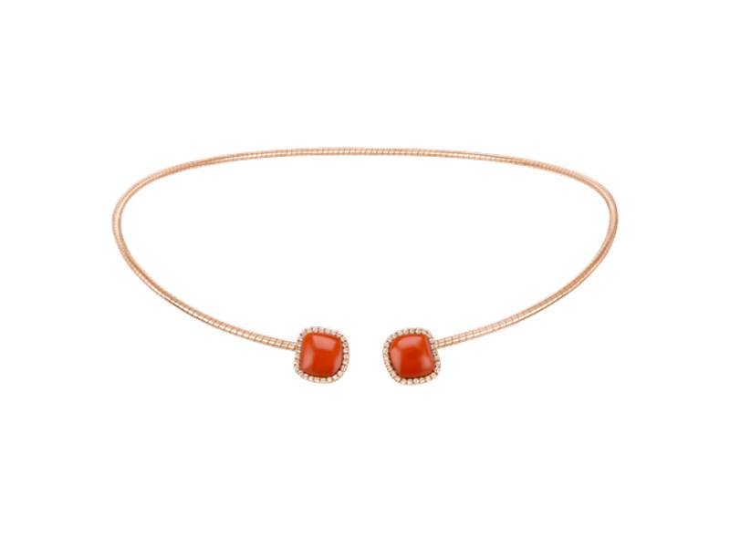 CHOKER IN ORO ROSA, DIAMANTI E CORALLO ROSSO ENCHANTE' CHANTECLER 41652