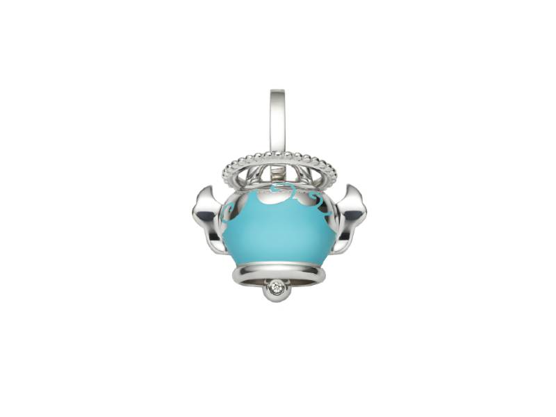 MEDIUM ANGEL CAMPANELLA PENDANT IN SILVER, LIGHT BLUE ENAMEL AND DIAMOND ET VOILA' CHANTECLER 37048