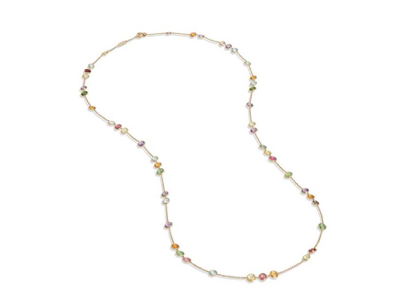 18KT YELLOW GOLD LONG CHAIN WITH COLOURED GEMSTONES JAIPUR MARCO BICEGO CB1309 MIX01
