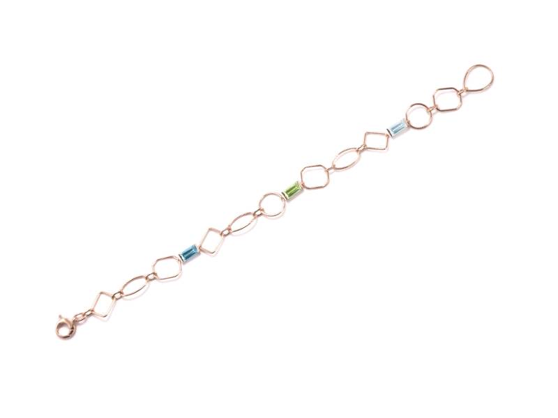 BRACCIALE IN ORO ROSA CON TOPAZIO LONDON, TOPAZIO SKY E PERIDOTO VERTIGO MATTIOLI MBR032R020B