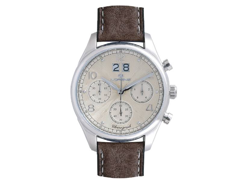 CHRONOGRAPH QUARTZ MEN'S WATCH STEEL/LEATHER CRONOGRAFO 1934 LORENZ 030215FF