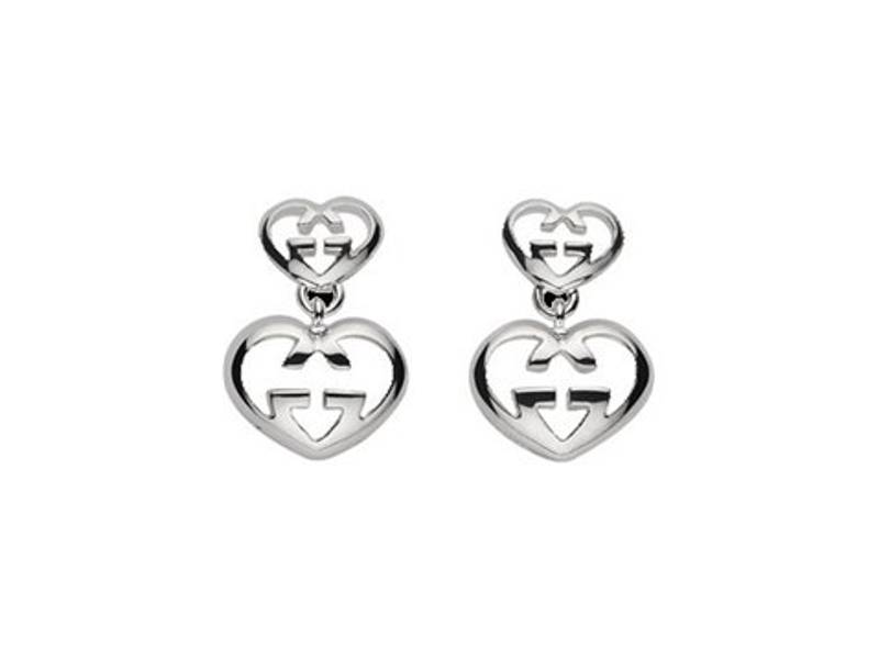 SILVER PENDANT EARRINGS WITH HEARTS LOVE BRIT GUCCI YBD246488001