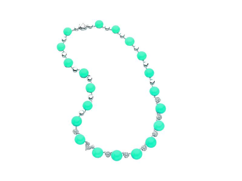 18KT WHITE GOLD NECKLACE WITH TURQUOISE AND DIAMONDS BON BON CHANTECLER 27332