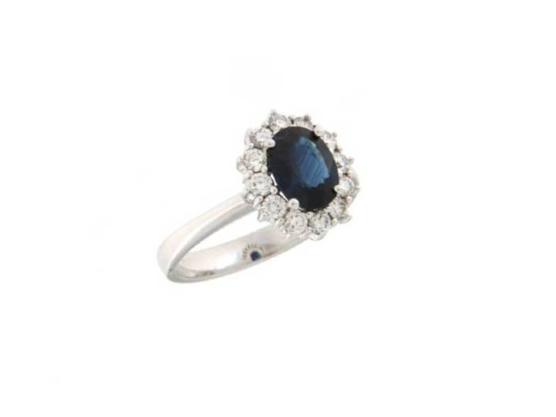 ANELLO IN ORO BIANCO CON ZAFFIRO E DIAMANTI JUNIOR B ZD148