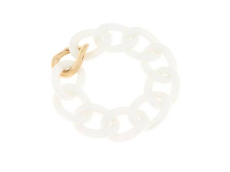 BRACCIALE DONNA GROUMETTE CERAMICA BIANCA ORO ROSA JUNIOR B BDCBOR