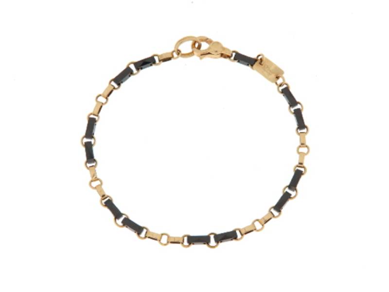 BRACCIALE UOMO ORO ROSA E CERAMICA NERA CENZI CLAUDIO BR18CNROR19