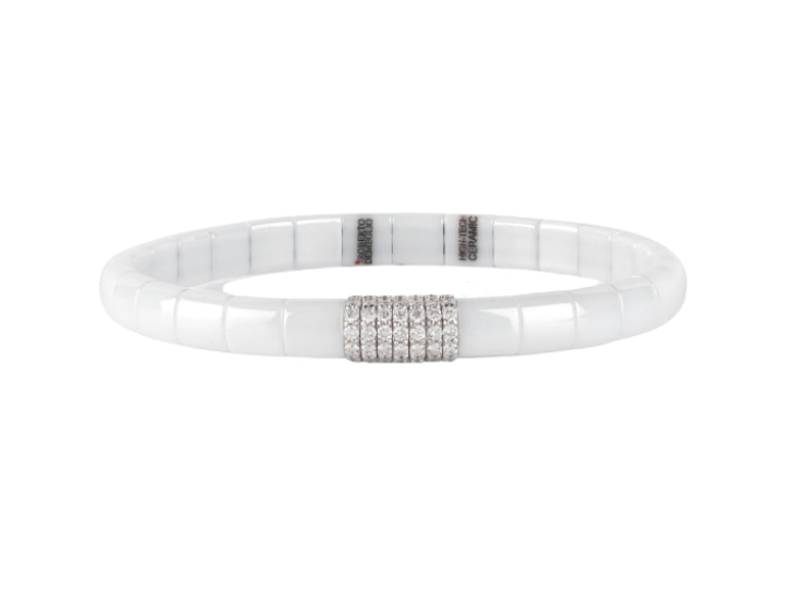 BRACCIALE ESTENSIBILE IN CERAMICA BIANCA E DIAMANTI BIANCHI PURA ROBERTO DEMEGLIO PU4B1DBOBS