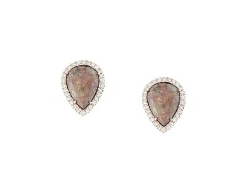 18KT WHITE GOLD EARRINGS WITH BROWN AND WHITE DIAMONDS JUNIOR B OBDBRDBOR