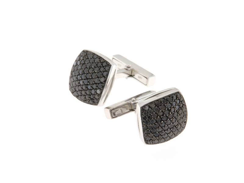 18KT WHITE GOLD SQUARE CUFFLINKS WITH BLACK DIAMONDS  JUNIOR B 28/875GE