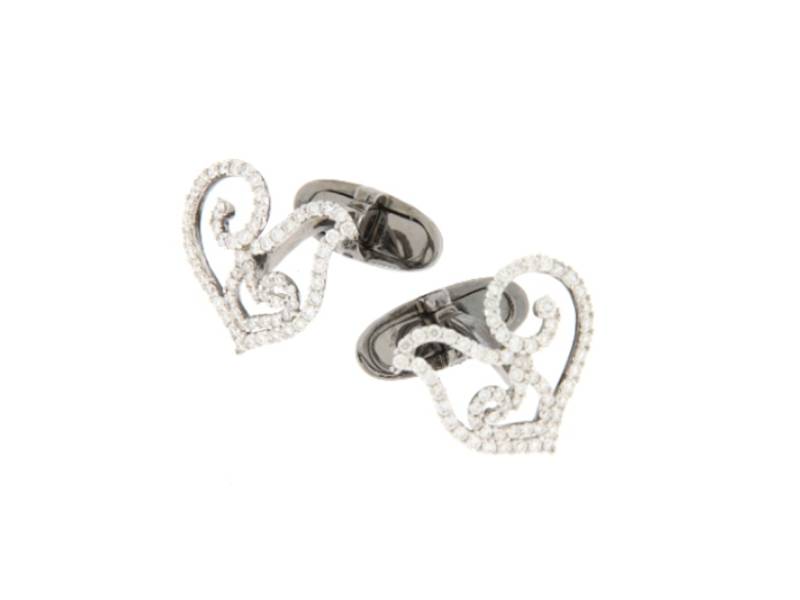 18KT BLACK RHODIUM-PLATED WHITE GOLD CUFFLINKS DIAMOUR CHANTECLER 27702