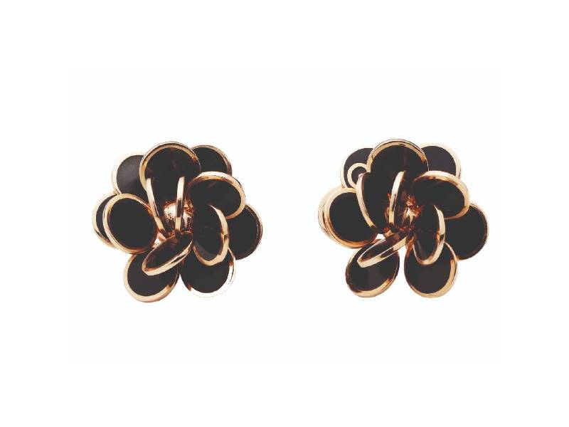 ROSE GOLD AND BLACK ENAMEL EARRINGS PAILLETTES CHANTECLER 33620