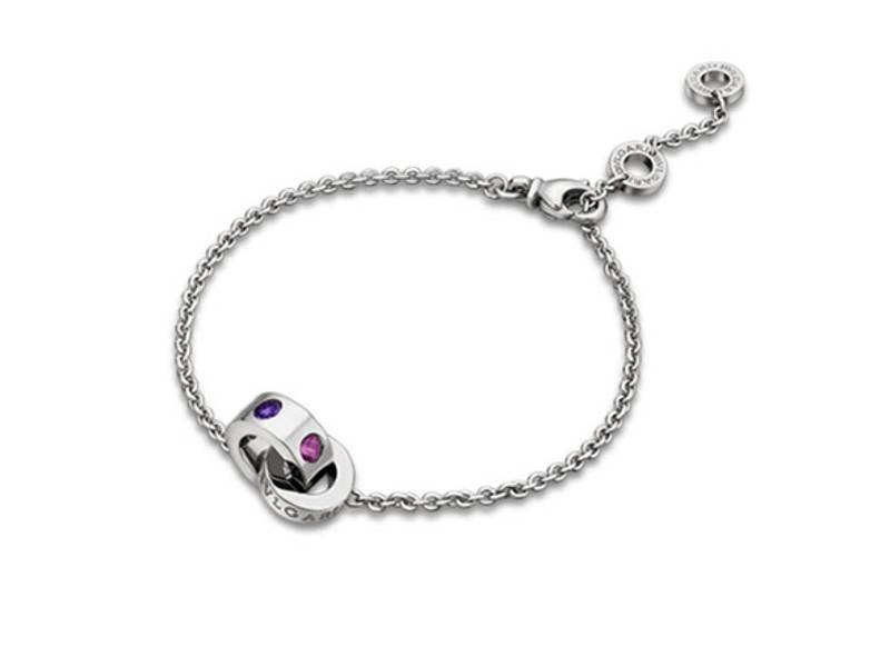 WHITE GOLD BRACELET WITH PINK TOURMALINE AND AMETHYST BULGARI BULGARI BULGARI BR857763