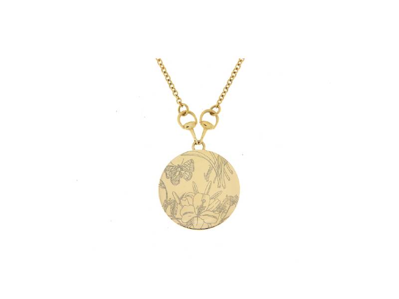 18KT YELLOW GOLD PENDANT WITH WHITE ENAMEL FLORA CHARMS GUCCI 154930J85G09022