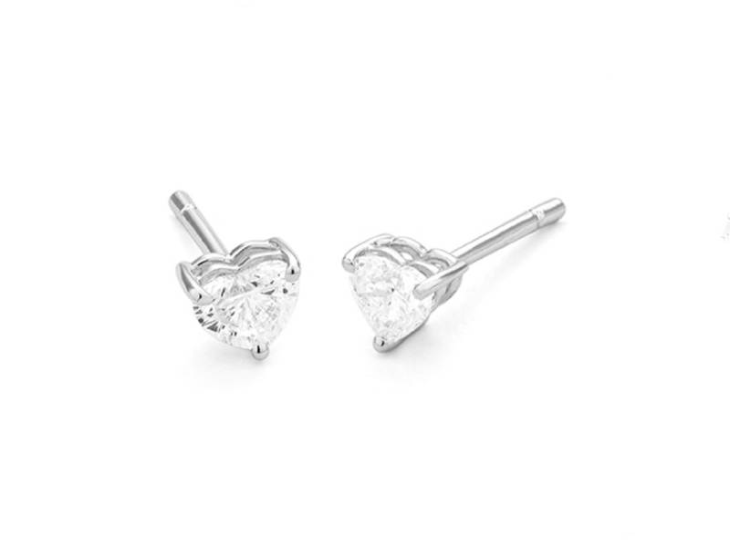 18 KT WHITE GOLD EARRINGS HEART CUT DIAMOND FACET E7826FMPWA000