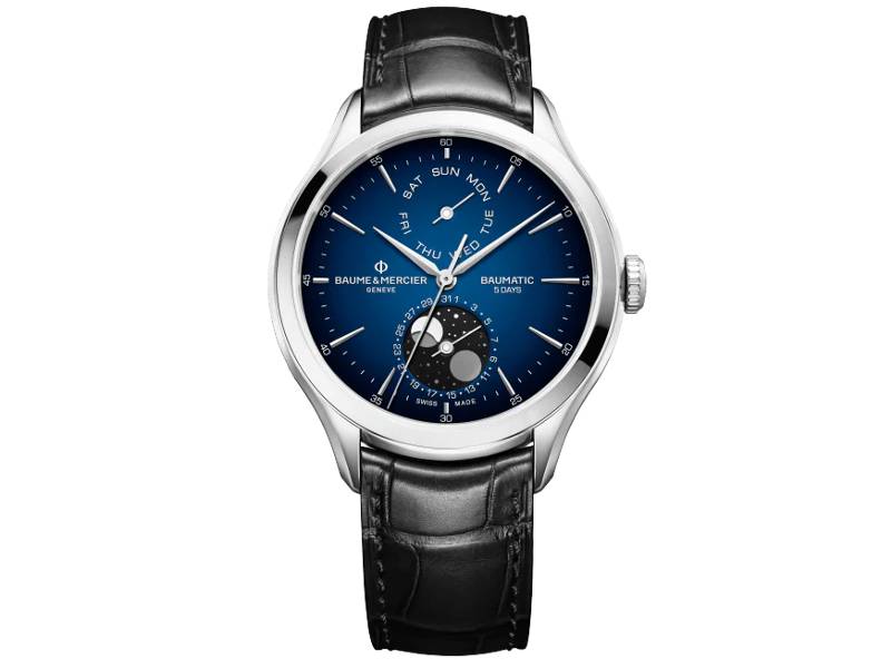 MEN'S AUTOMATIC WATCH MOON PHASES CLIFTON BAUMATIC BAUME & MERCIER M0A10593