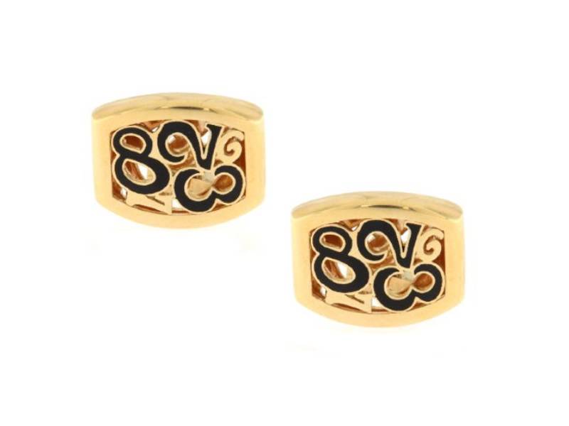 18KT YELLOW GOLD CUFFLINKS WITH BLACK ENAMEL FRANCK MULLER