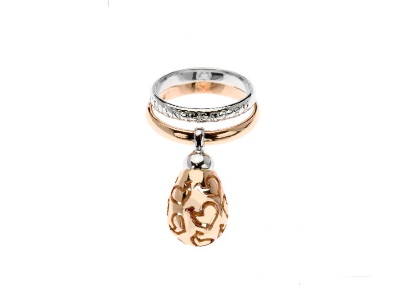ROSE AND WHITE 18 KT GOLD RING WITH PENDANT DROP JOYFUL CHANTECLER 24656