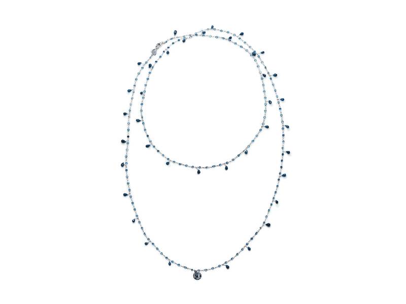 18KT WHITE GOLD LONG NECKLACE WITH BLUE SAPPHIRES CHANTECLER 34846
