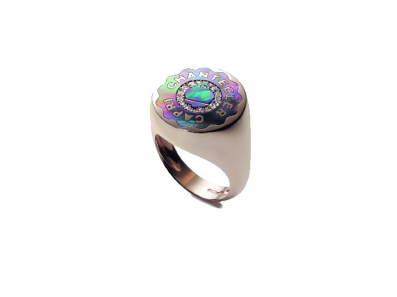 ANELLO ORO ROSA DIAMANTI E MADREPERLA GRIGIA ANIMA CHANTECLER 35167