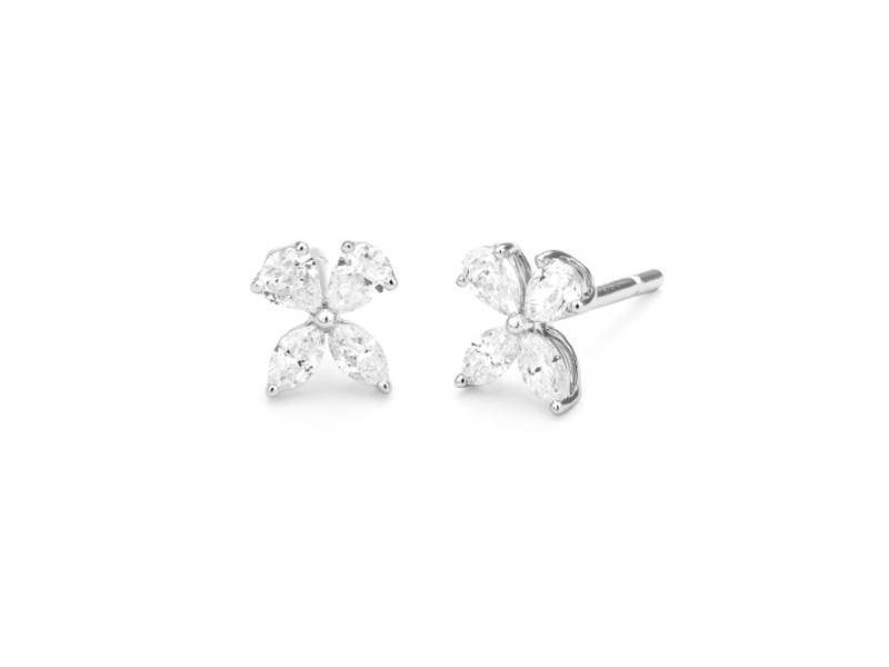 18 KT WHITE GOLD EARRINGS PEAR CUT DIAMONDS FACET E0907203PWA08